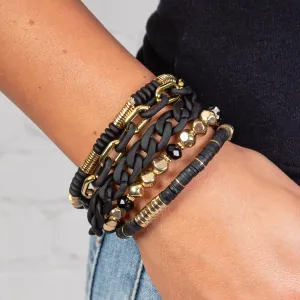 1401 - Stacked Crystal Bracelets - Black