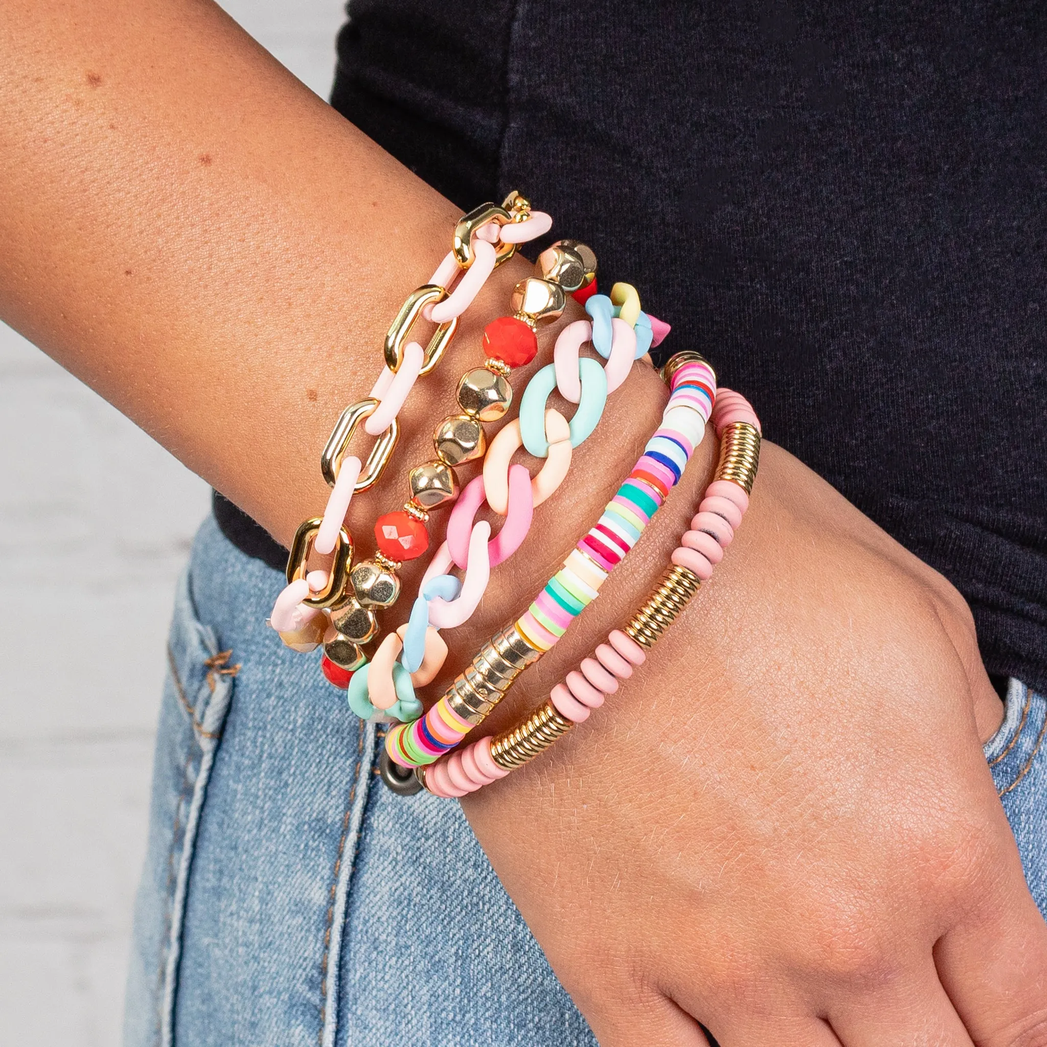1401 - Stacked Crystal Bracelets - Multi