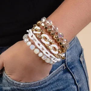 1404 - Stacked Bracelets - White
