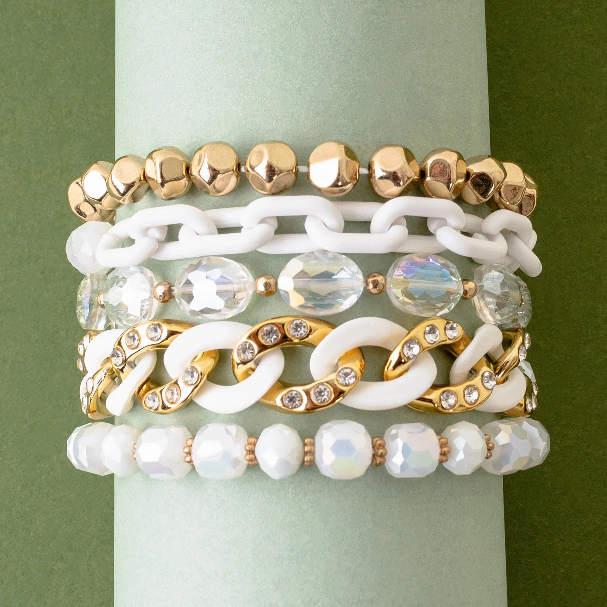 1404 - Stacked Bracelets - White