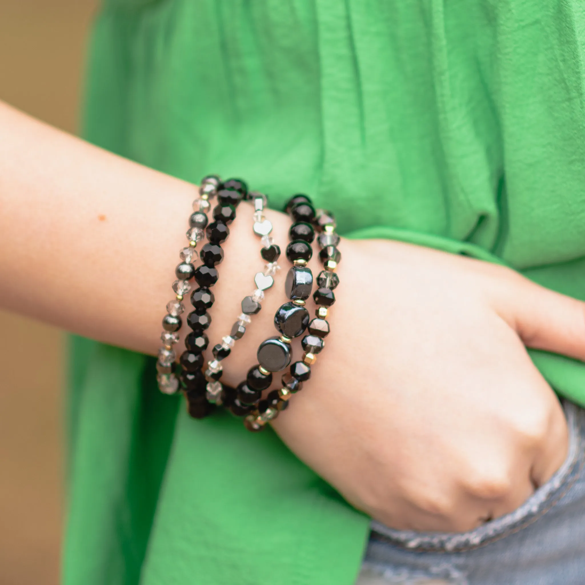 1413 - Stacked Bracelets - Black