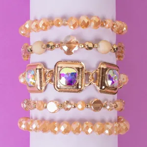 1430 - Stacked Beaded Bracelets - Champagne