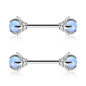 14G Three Dragon Claws Nipple Rings Opalite Nipple Barbell Piercing