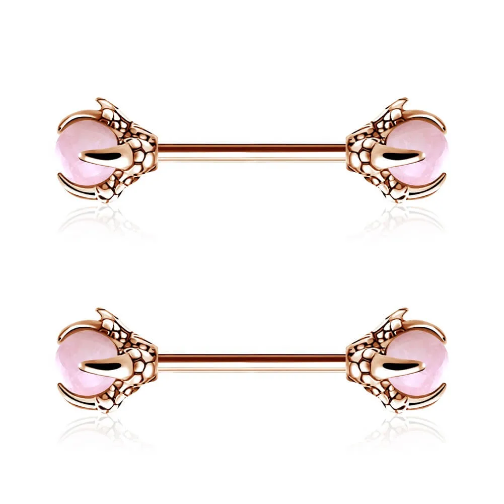14G Three Dragon Claws Nipple Rings Opalite Nipple Barbell Piercing