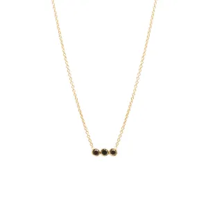 14k 3 Black Diamond Bezel Horizontal Bar Necklace