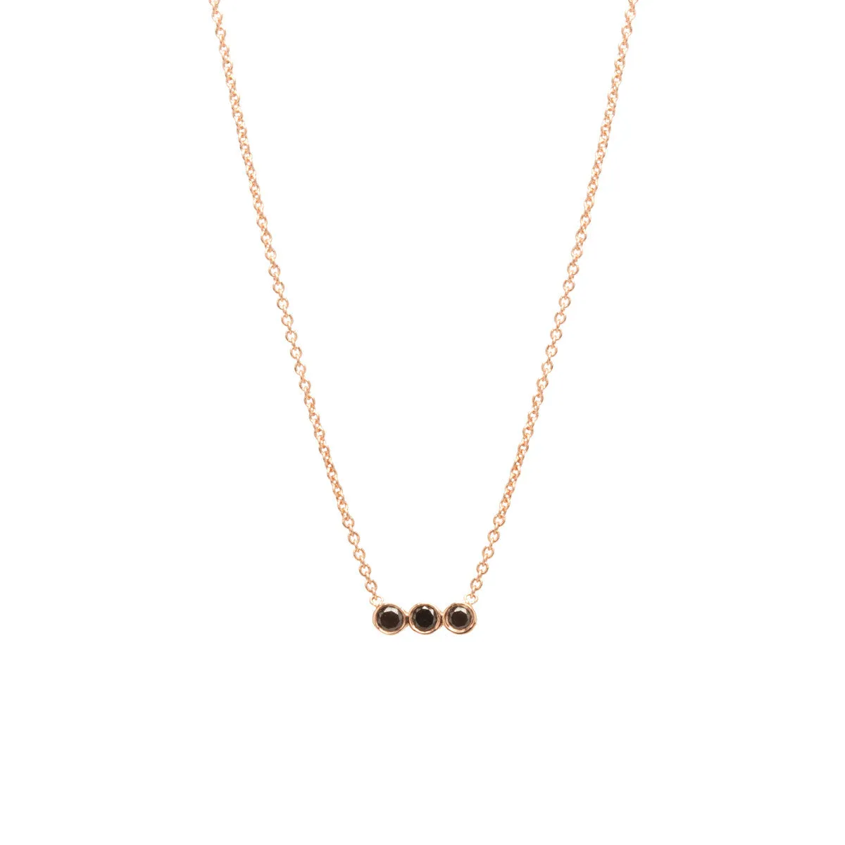 14k 3 Black Diamond Bezel Horizontal Bar Necklace