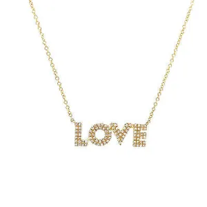 14K Diamond 'LOVE' Necklace Yellow Gold