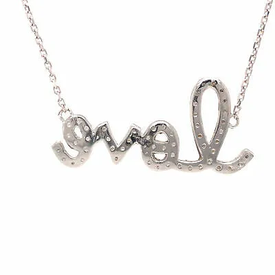 14K Diamond Script LOVE Necklace White Gold
