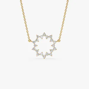 14k Diamond Sun Circle Necklace