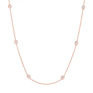 14k Fashionable Rose Gold 18'' Diamonds By The Yard Chain - 1.02ct V0177