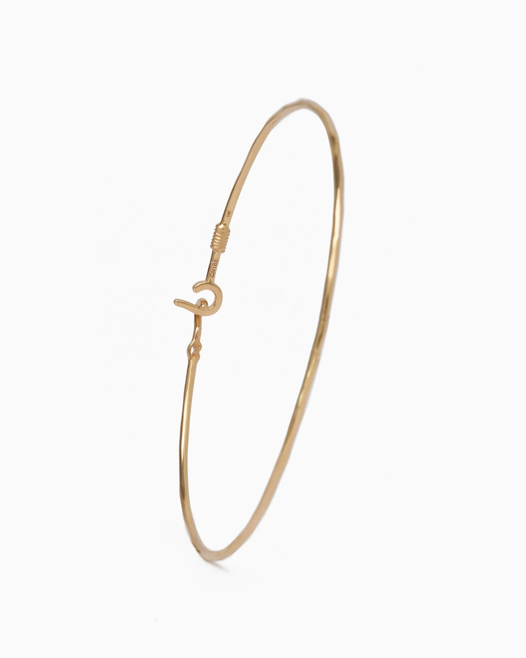 14K Gold Dainty St. John Hook Bracelet with Open Petroglyph, 1.5mm
