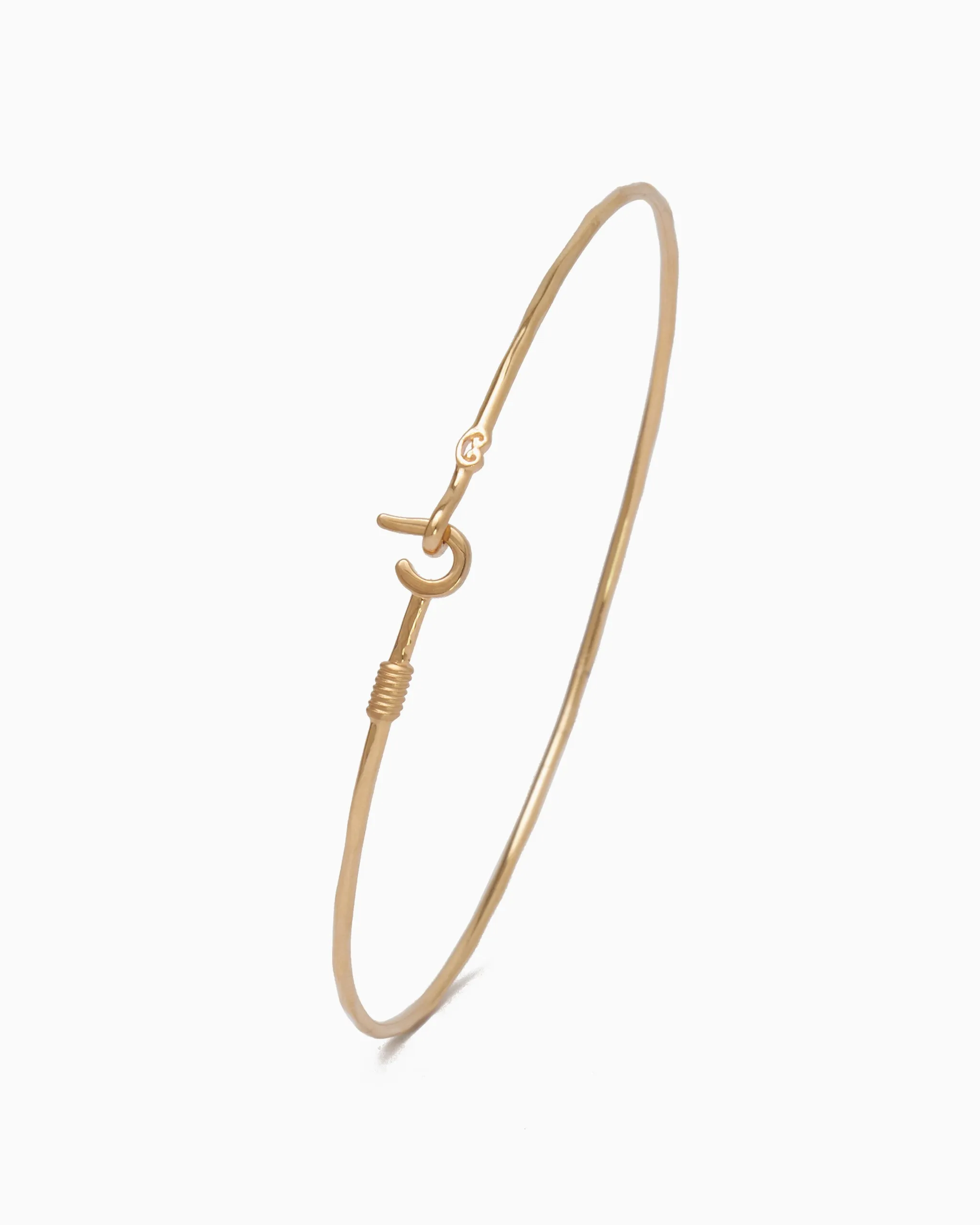 14K Gold Dainty St. John Hook Bracelet with Open Petroglyph, 1.5mm