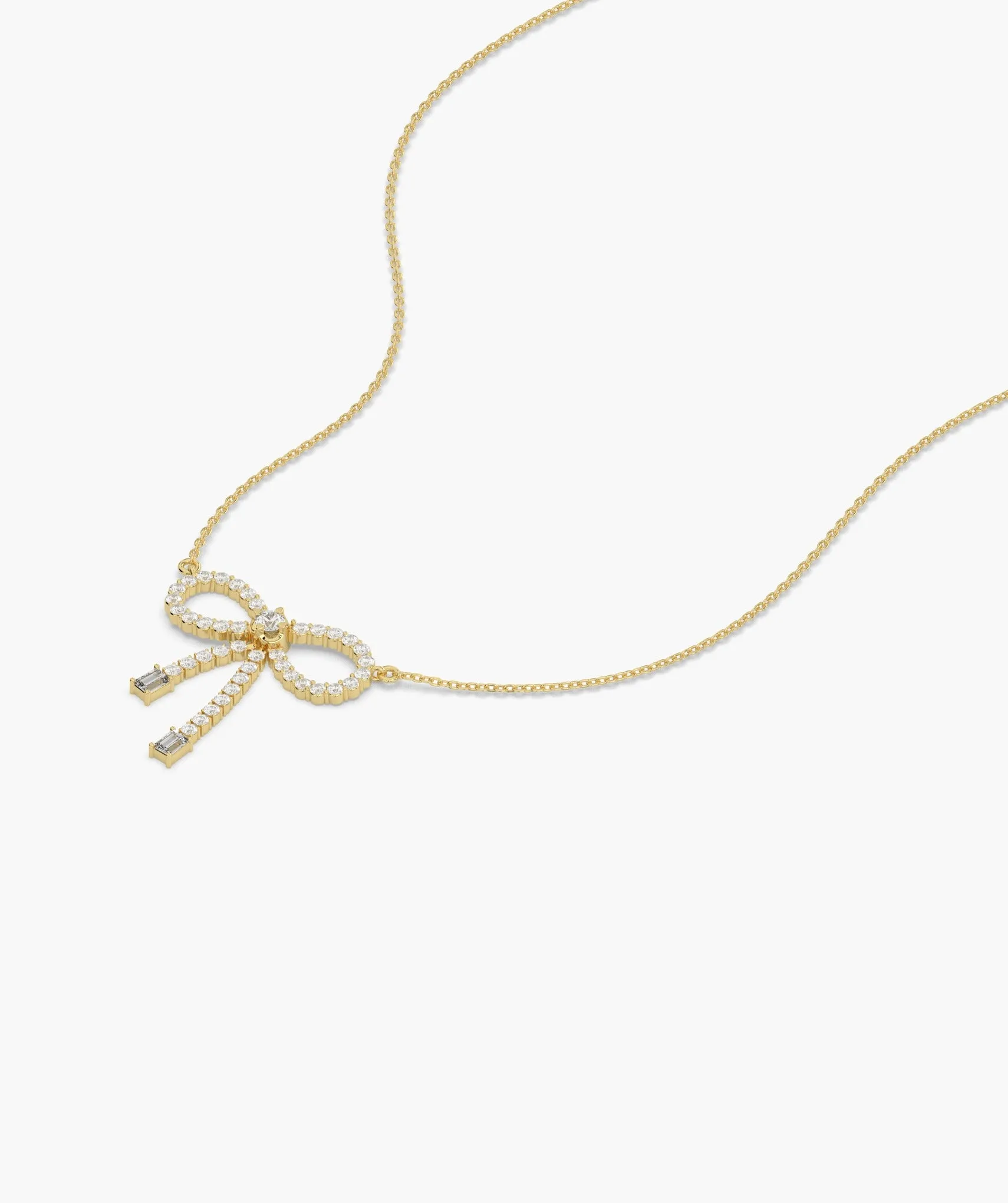 14K Gold Diamond Bow Necklace
