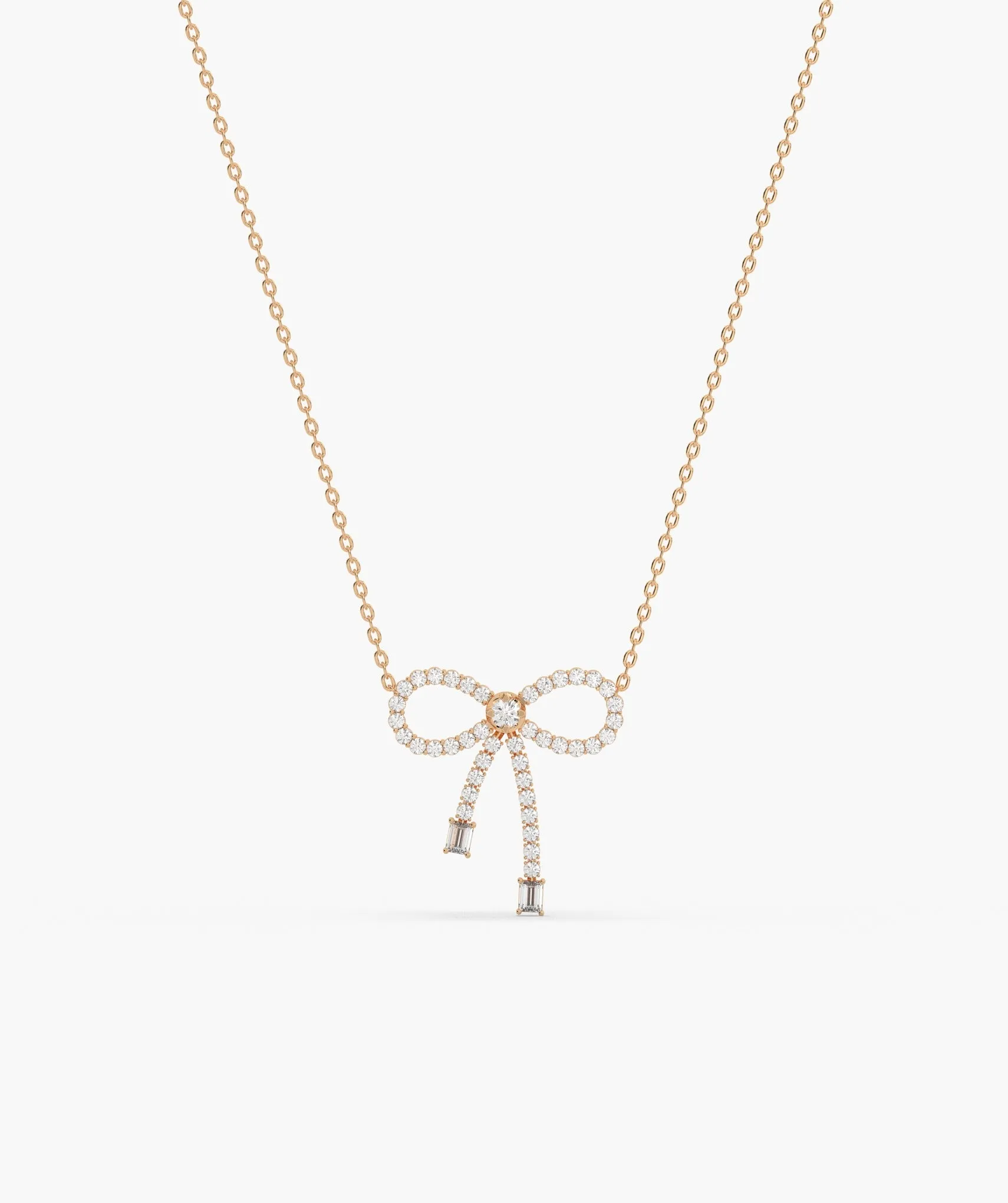 14K Gold Diamond Bow Necklace