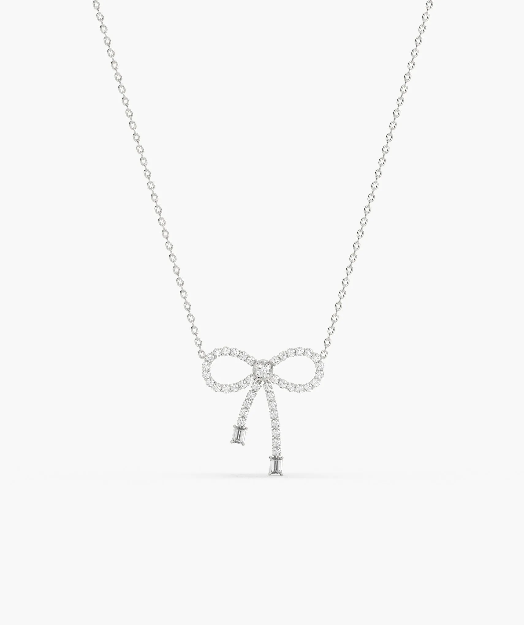 14K Gold Diamond Bow Necklace
