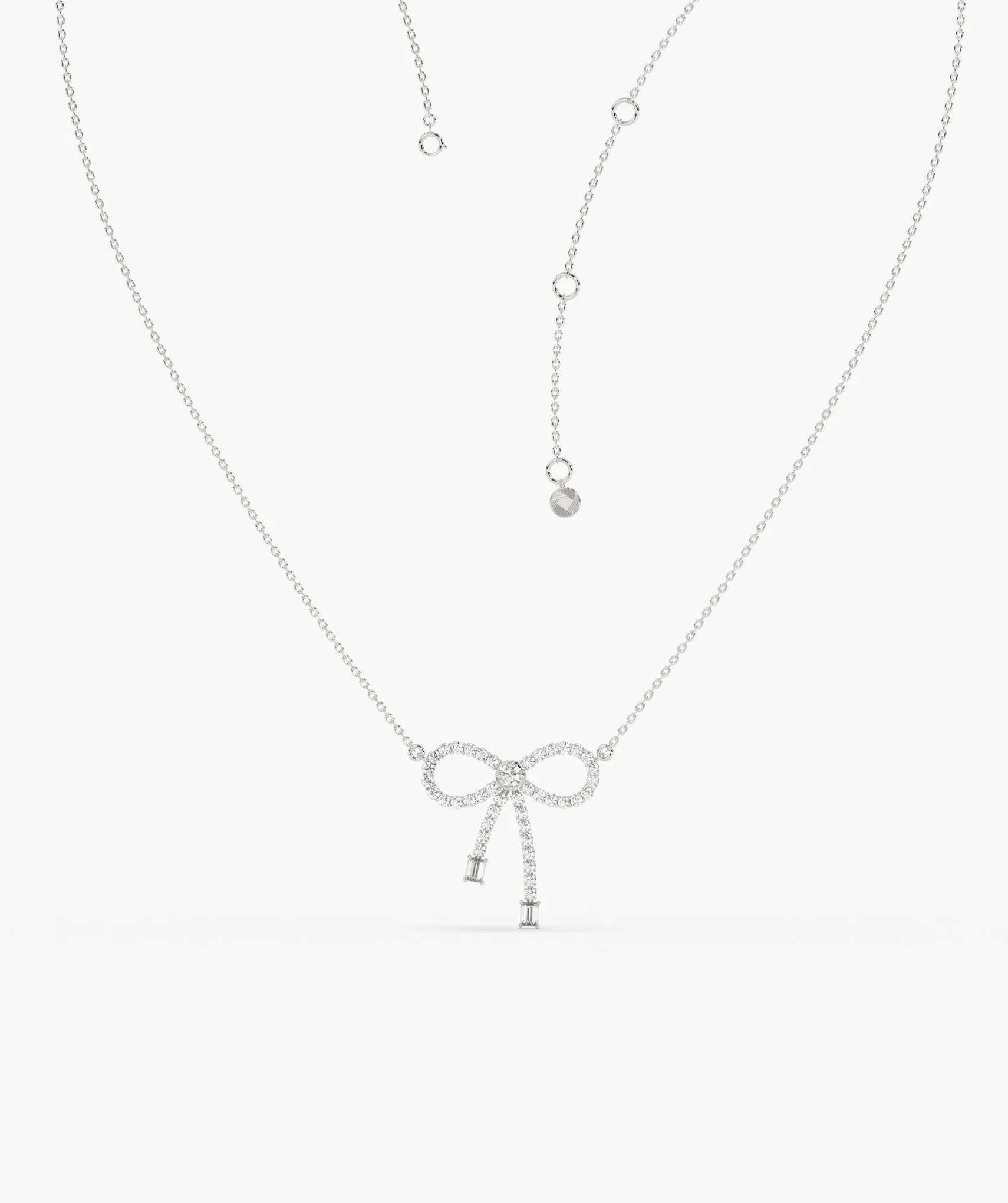 14K Gold Diamond Bow Necklace