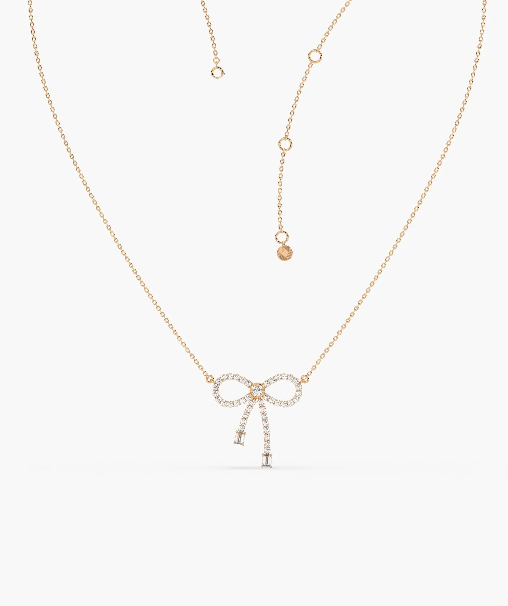 14K Gold Diamond Bow Necklace