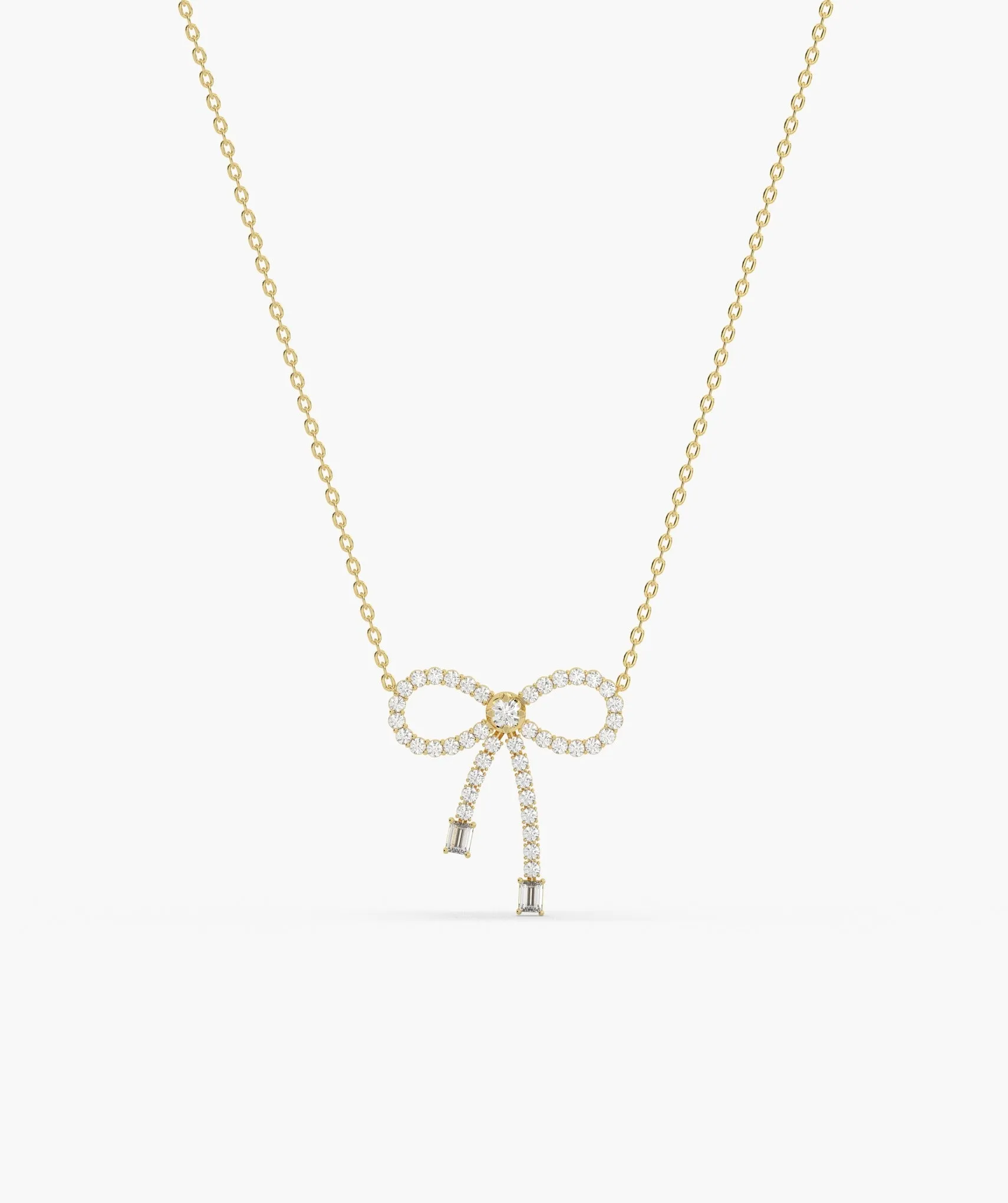14K Gold Diamond Bow Necklace