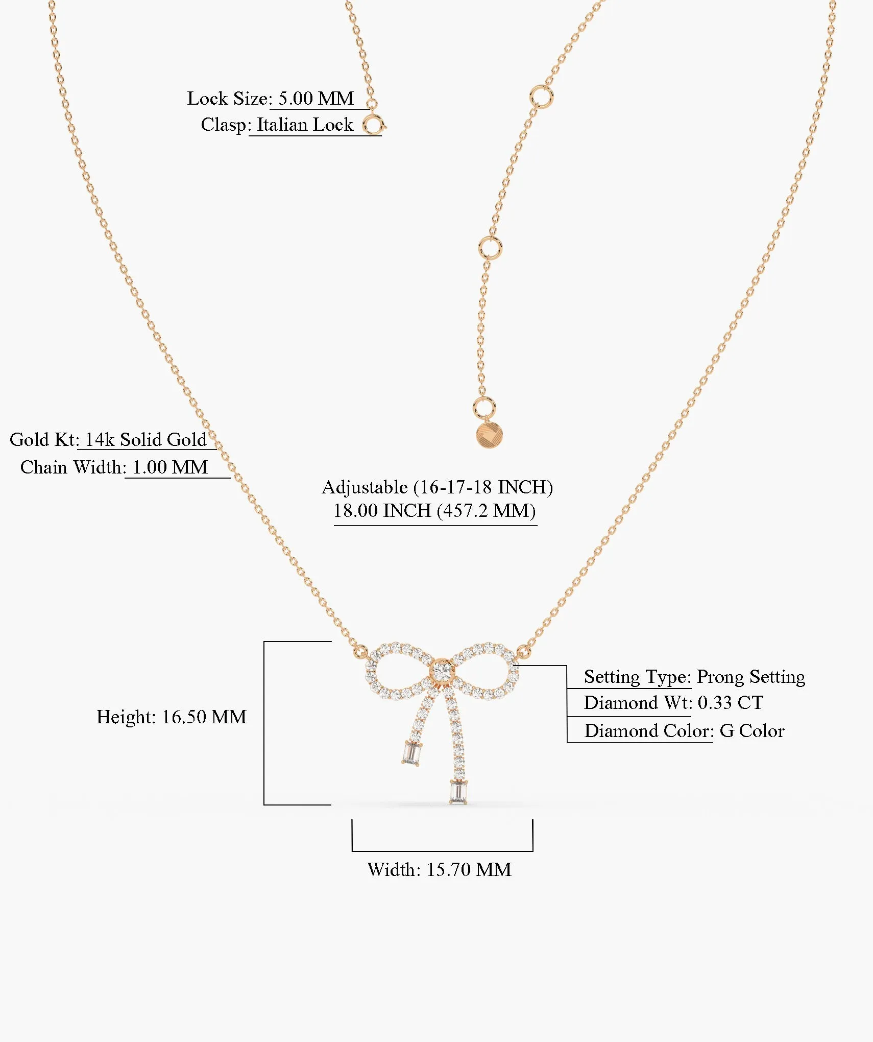 14K Gold Diamond Bow Necklace