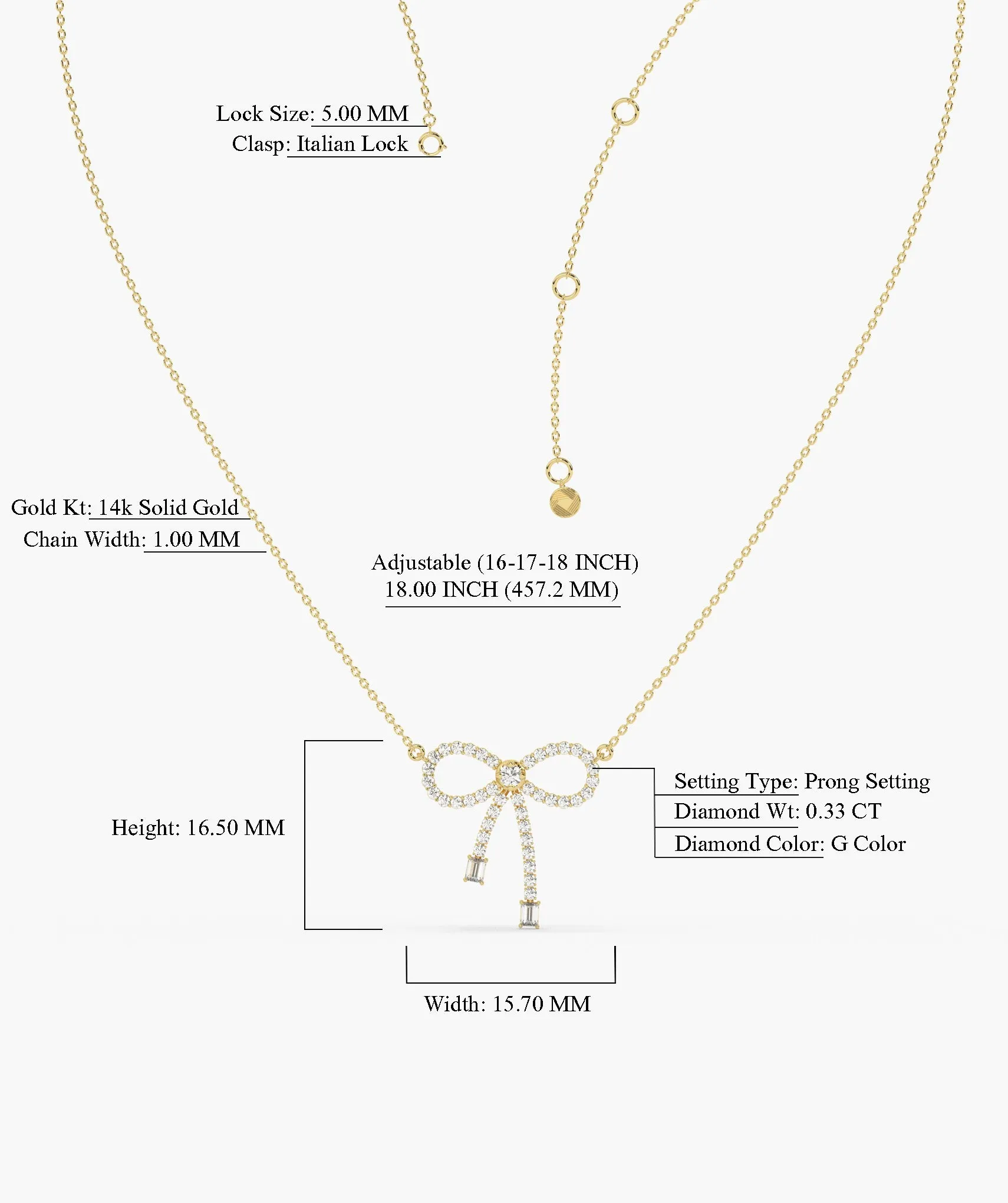 14K Gold Diamond Bow Necklace