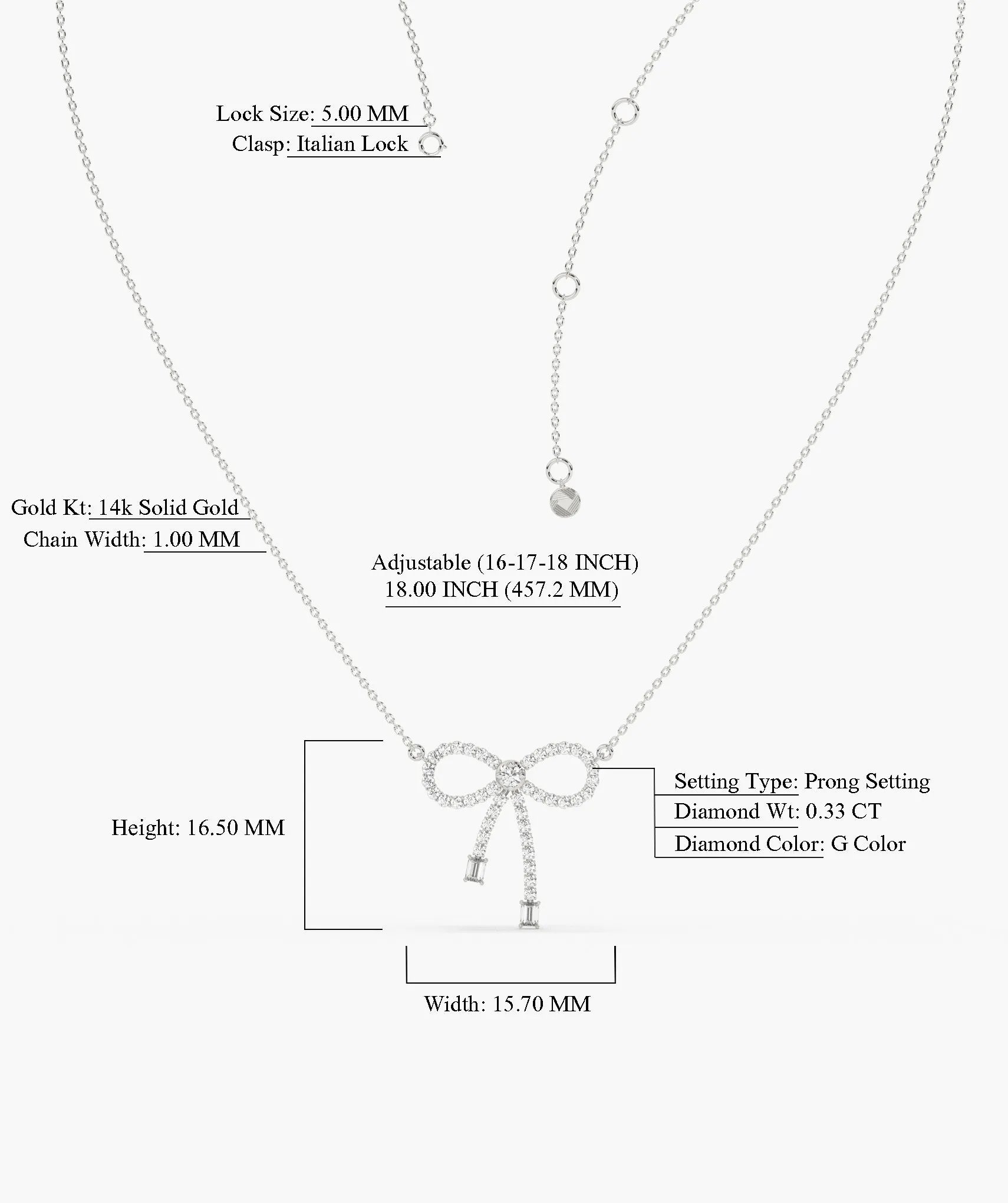 14K Gold Diamond Bow Necklace