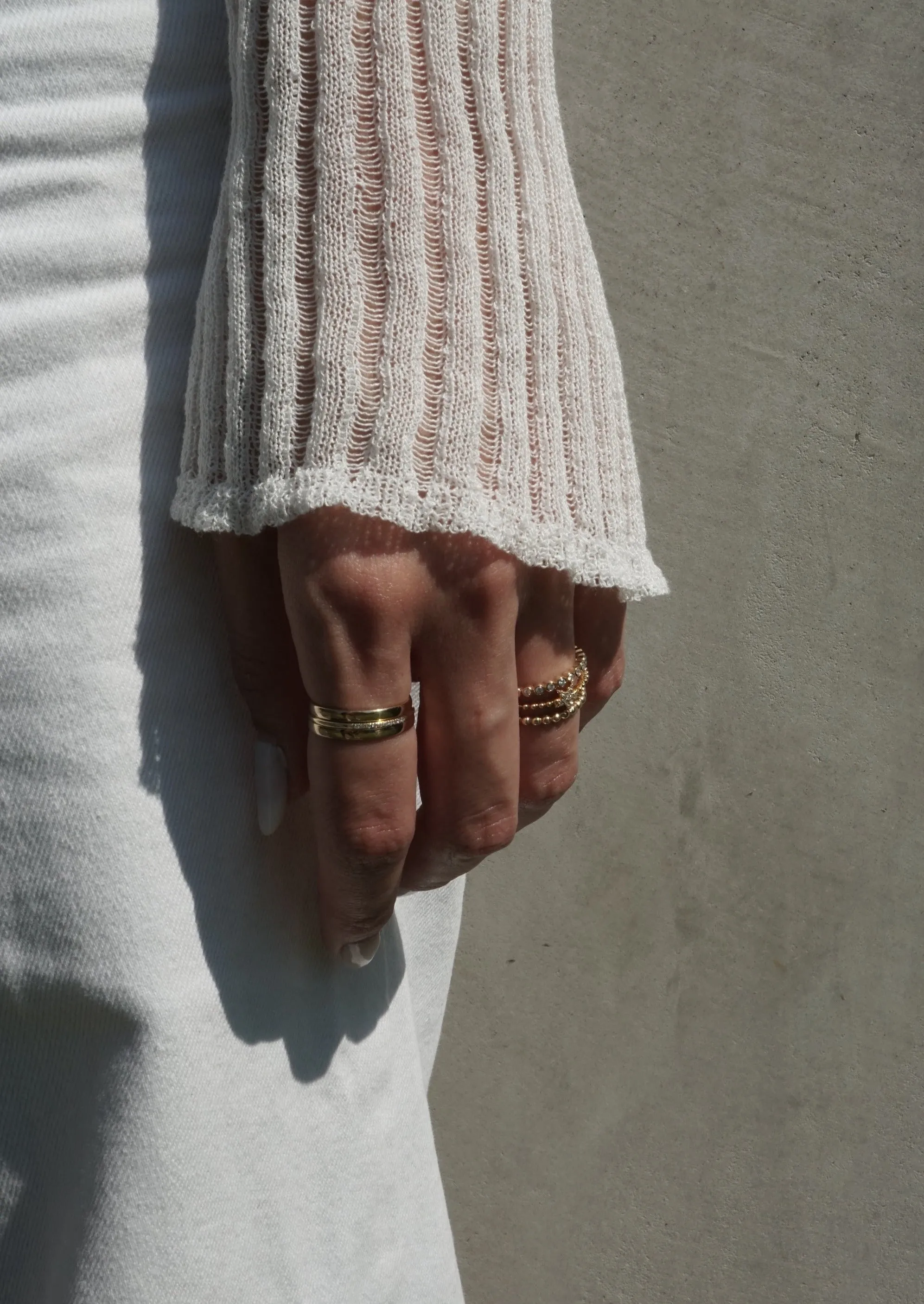 14K Gold Light Weight Skinny Plain Band