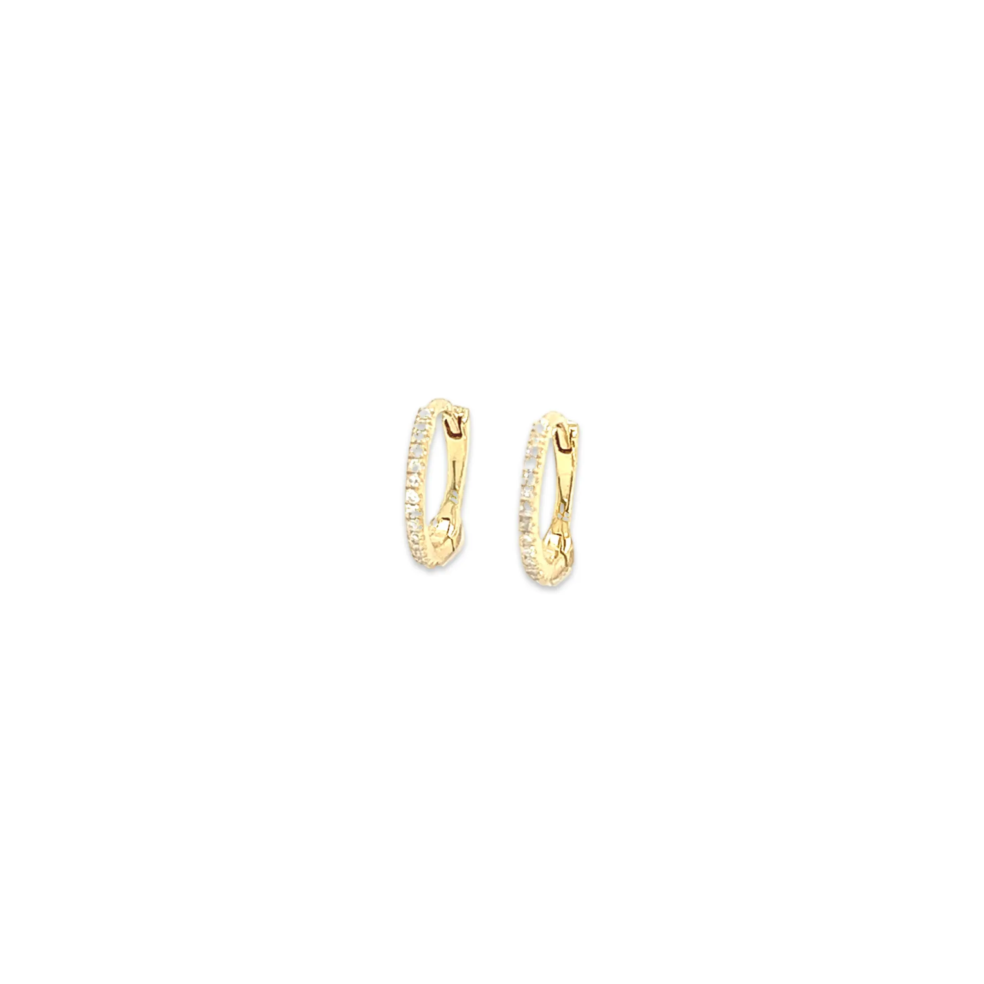 14K Gold Mini Diamond Pave Huggie Earrings