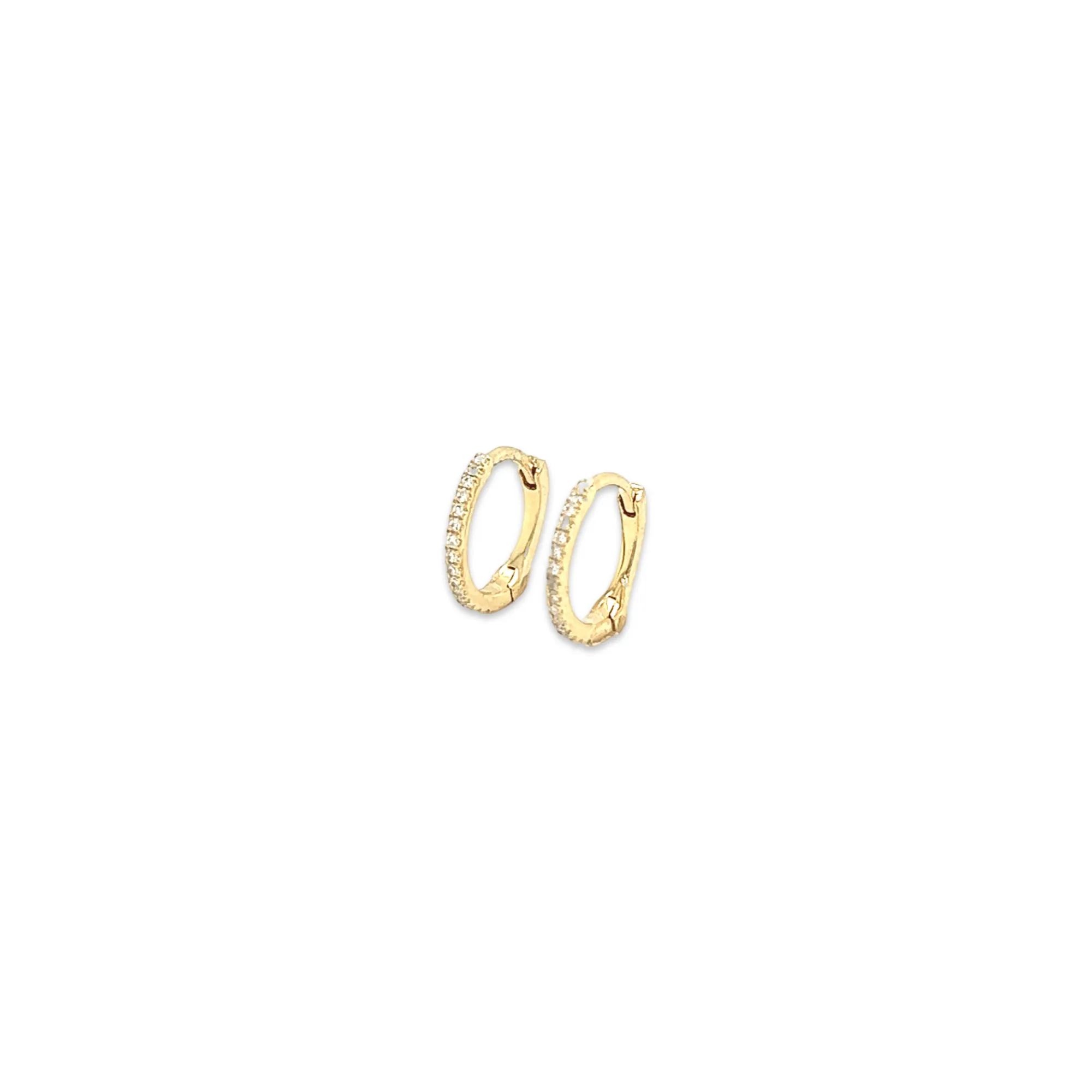 14K Gold Mini Diamond Pave Huggie Earrings