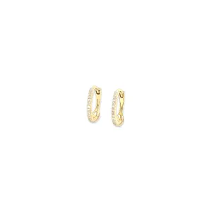 14K Gold Mini Diamond Pave Huggie Earrings