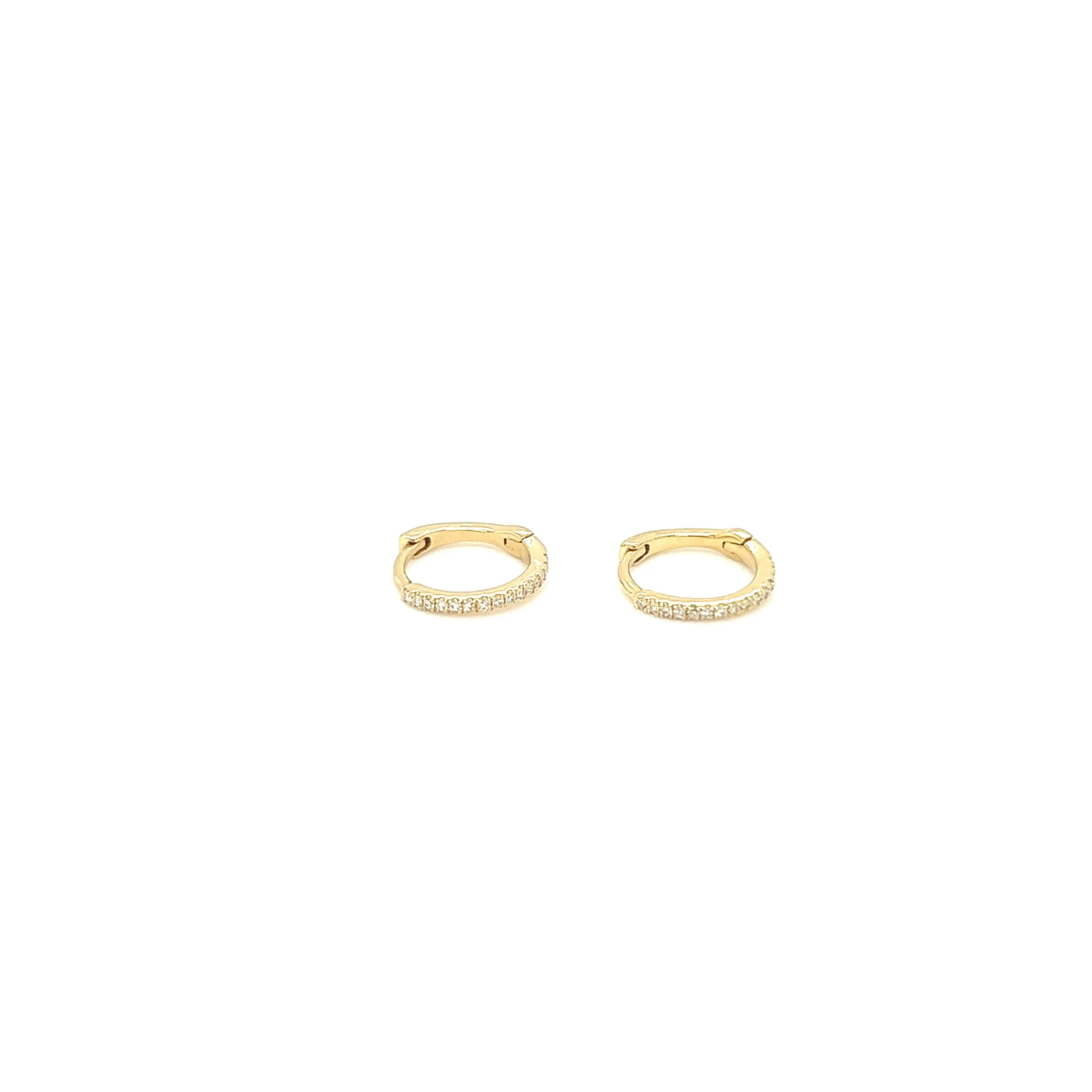 14K Gold Mini Diamond Pave Huggie Earrings
