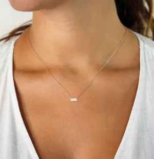 14K Gold Polished Minimalist Bar Pendant Necklace