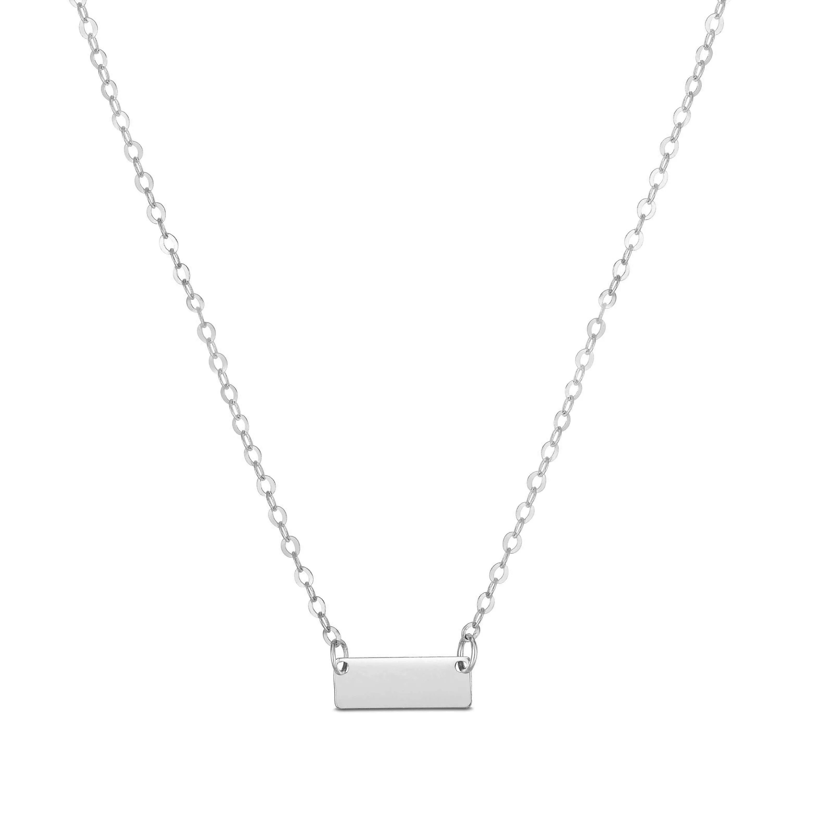 14K Gold Polished Minimalist Bar Pendant Necklace
