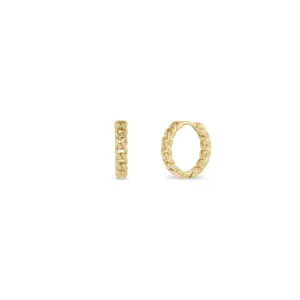14k Gold Small Curb Chain Hinge Huggie Hoops