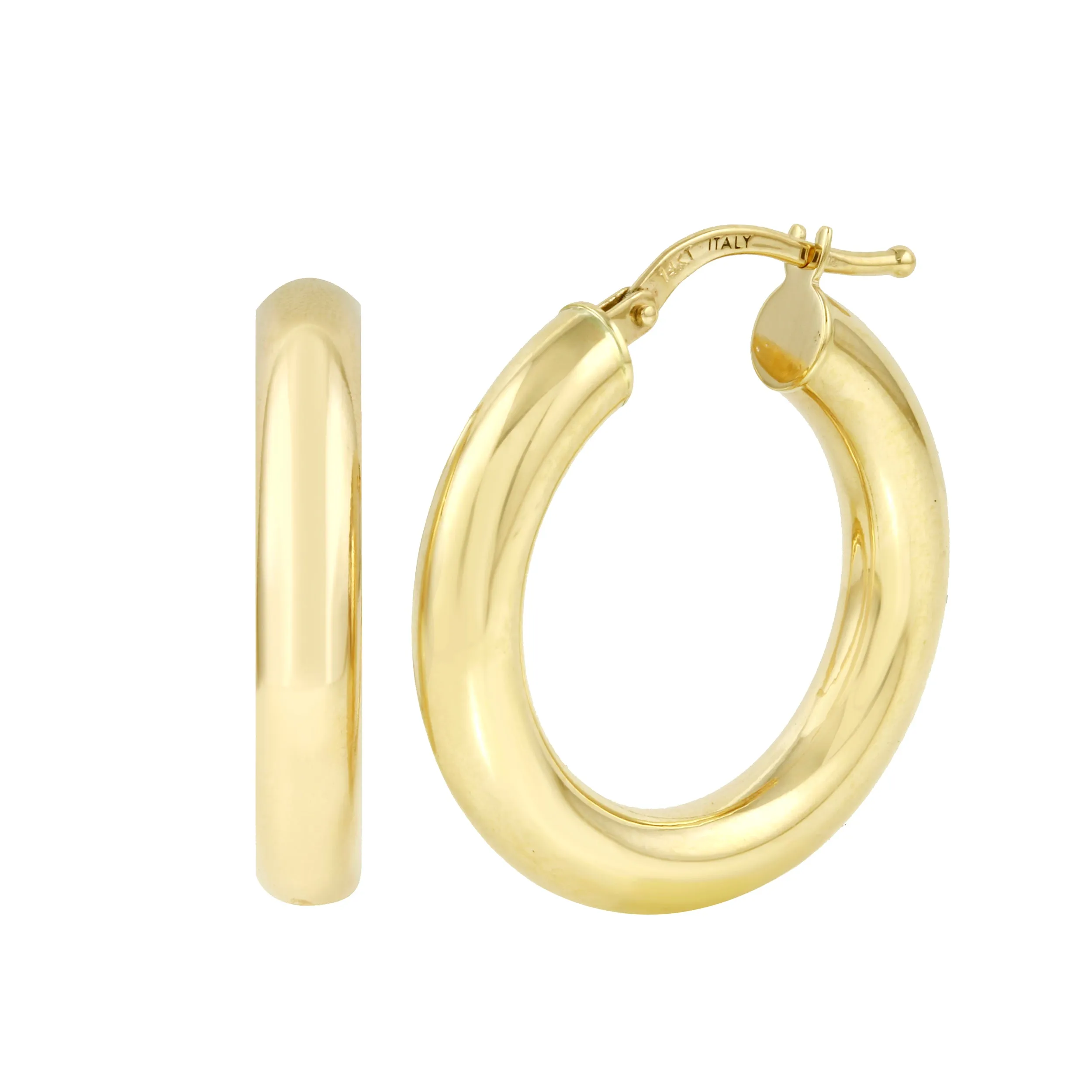 14k Gold Small Thick Hoop Earrings