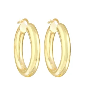 14k Gold Small Thick Hoop Earrings