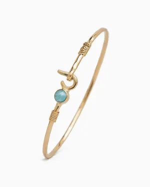 14K Gold St. John Hook Bracelet with Stone, 2mm - Larimar