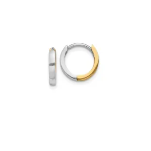 14k Gold Two-Tone Round Small Hoop Earrings