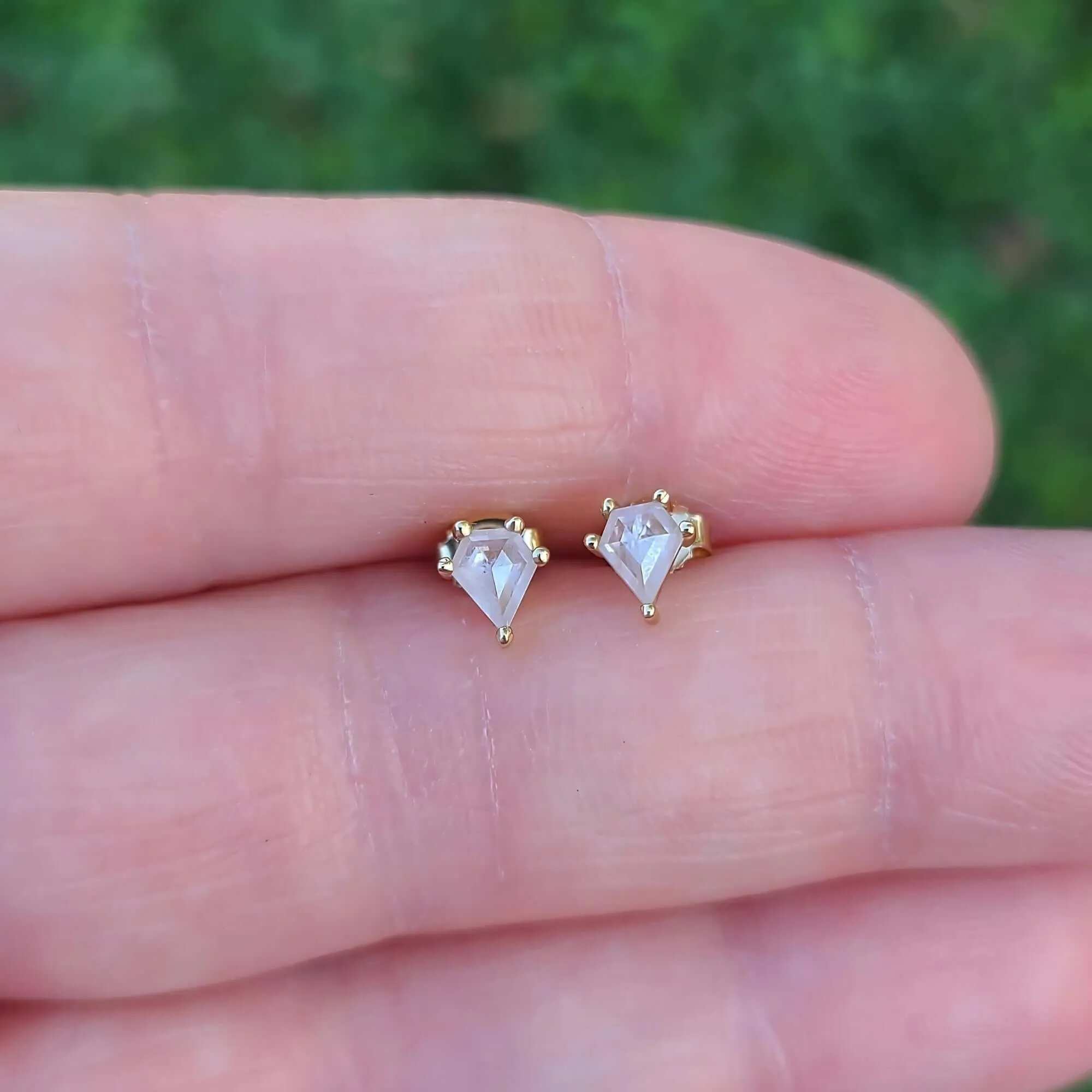 14K Mini Icy Rose Cut Diamond Stud Earrings in Yellow Gold