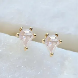 14K Mini Icy Rose Cut Diamond Stud Earrings in Yellow Gold