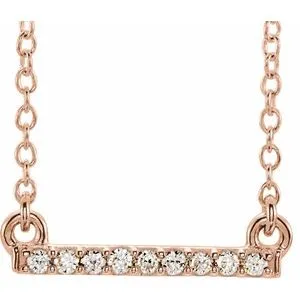 14K Rose .07 CTW Petite Diamond Bar 16-18" Necklace