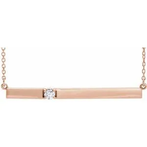 14K Rose 1/10 CTW Diamond Bar 17.5" Necklace
