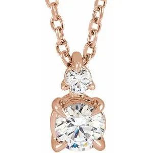 14K Rose 1/2 CTW Lab-Grown Diamond Claw-Prong 16-18" Necklace