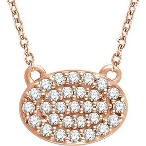 14K Rose 1/5 CTW Diamond Oval Cluster 16-18" Necklace