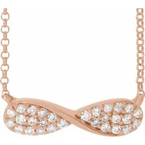 14K Rose 1/6 CTW Diamond Infinity-Inspired 15-17" Necklace