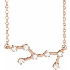 14K Rose 1/6 CTW Natural Diamond Virgo 16-18" Necklace