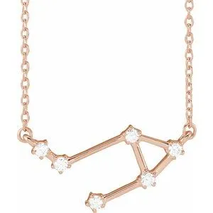 14K Rose 1/8 CTW Natural Diamond Libra 16-18" Necklace