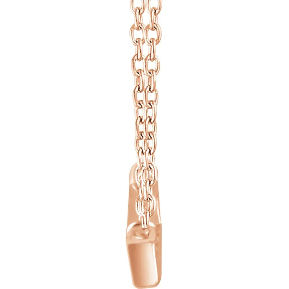 14k Rose Gold 1/2 CTW Diamond Baguette Bar 16-18" Necklace