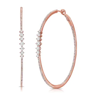 14K Rose Gold Diamond Inside-Out Hoop Earrings