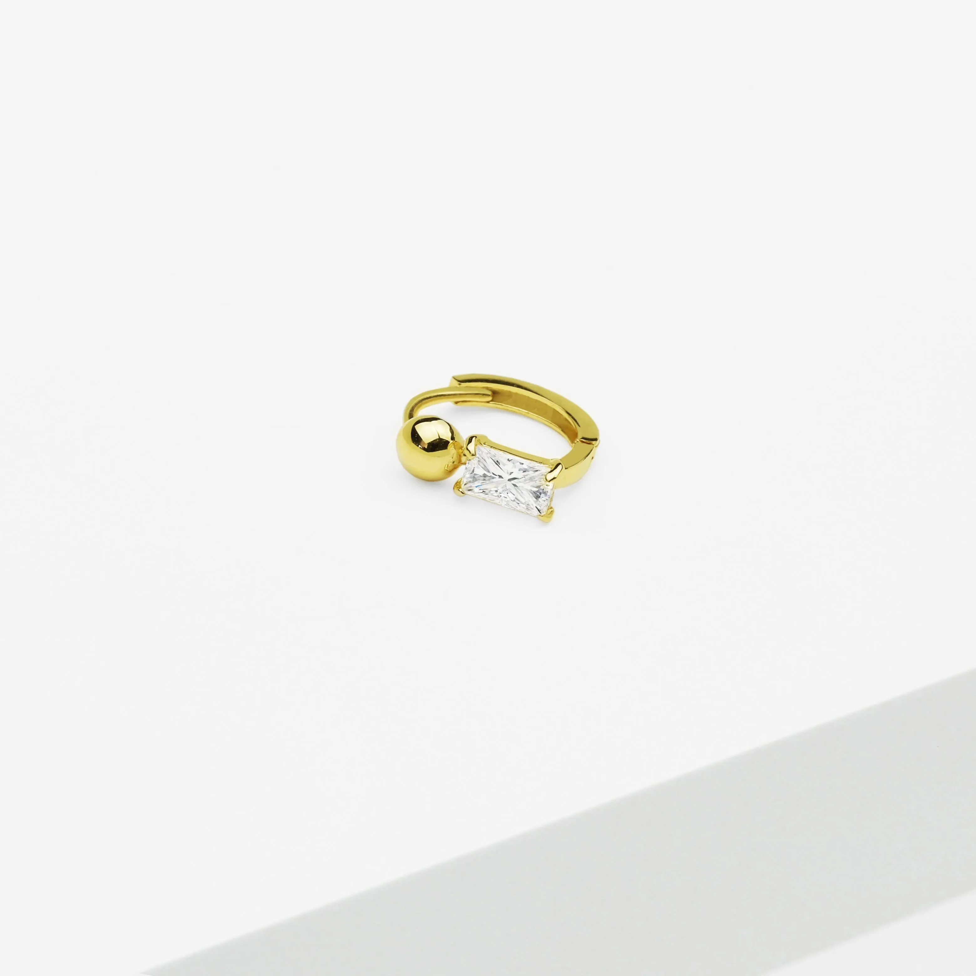 14k Solid Gold Baguette Hoop Earring