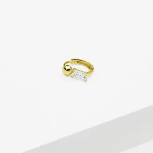 14k Solid Gold Baguette Hoop Earring